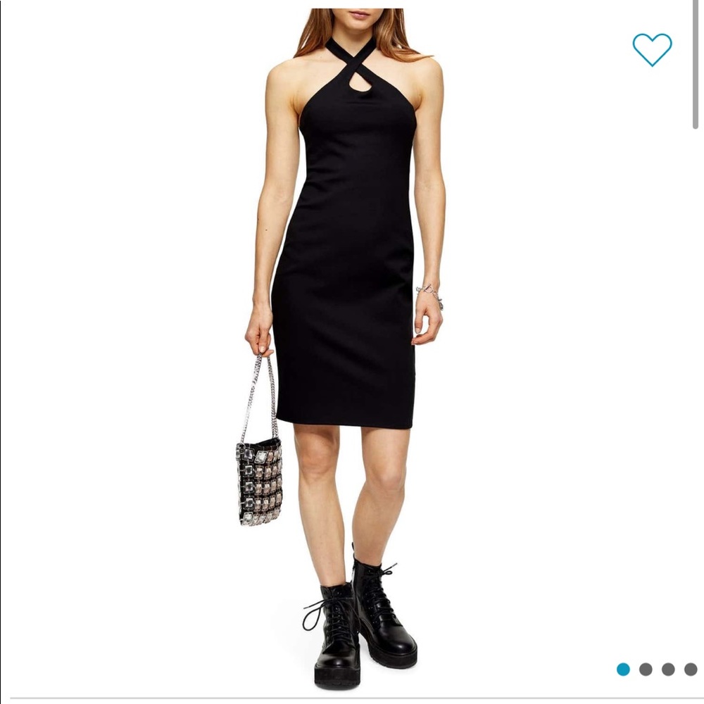 TOPSHOP Cross Halter Body-Con Minidress, SZ 2, NEW